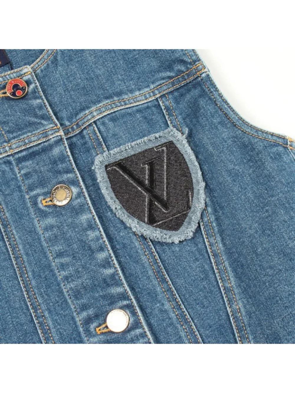 Louis Vuitton Dress Sleeveless Denim Dhm Cotton